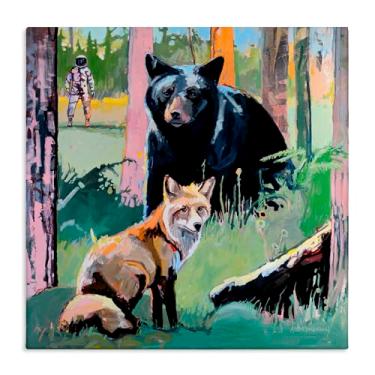 Imagem de Stupell Industries Arte de parede em tela de animais da floresta no espaço profundo, design por Adam Swanson, 91 x 91 cm