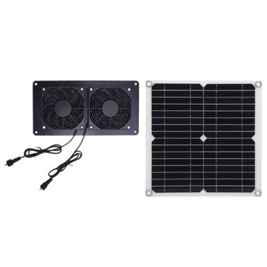 Imagem de Fafeicy Kit de Exaustor Movido a Energia Solar 12W 18V Ventilador Com Ventilador Duplo Com Painel Solar Monocristalino para Galinheiro, Estufa, Casa de Animais de Estimação, Janela de Galpão