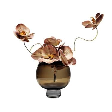 Imagem de Flores artificiais Luz luxo curry vaso de vidro borboleta orquídea simulação flores sala estar jantar mesa café ornamentos decorativos