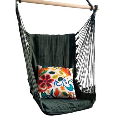 Imagem de Rede Cadeira De teto Balanco Suspensa descanso com espuma e bolsa transporte(Verde)