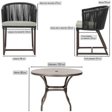 Imagem de Mesa Com 4 Cadeiras E Noronha Estofado 3 Trama Original Preto