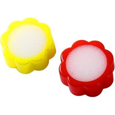Imagem de 2 peças de esponja de contagem em forma de flor dedo de esponja molhado para contar dinheiro para banco de escritório e material escolar