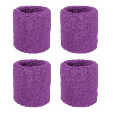 Imagem de YELARXI Pulseiras de suor, pulseiras para esportes de suor 7,6 x 7,6 cm e pacote com 4 e magenta profundo para (tênis/basquetebol/futebol/corrida/malhar/homens e mulheres)