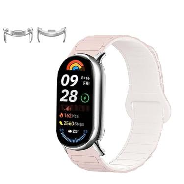 Imagem de KONXISA Pulseira de relógio para Xiaomi Smart Band 10/9/8, pulseira de substituição de silicone macio de liberação rápida, pulseira magnética para smartwatch, pulseira ajustável, Pinkstarlight