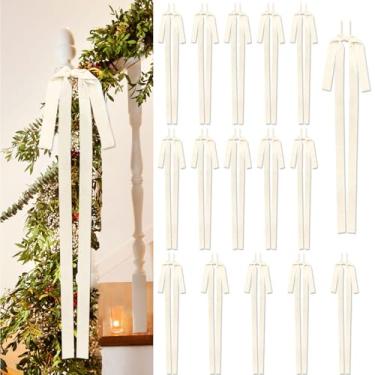 Imagem de Blurap 16 peças de laços de veludo para árvore de Natal 23,6 x 11,8 polegadas laços de veludo vintage para brindes de Natal enfeites de laço de veludo branco rústico grande para guirlanda de Natal