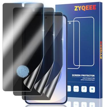 Imagem de ZYQEEE Pacote com 3 protetores de tela de privacidade para Samsung Galaxy S25 100% compatível com desbloqueio de impressão digital, película protetora de EPU flexível anti-espião, compatível com capas