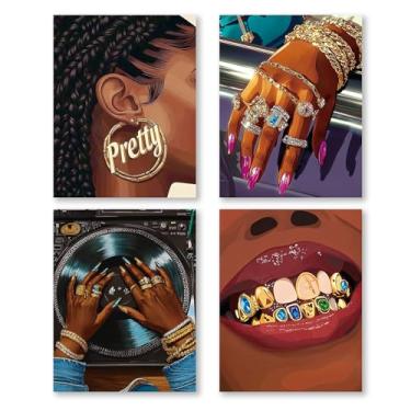 Imagem de RLTXBUK Pacote com 4 kits de ponto cruz vintage para mulheres negras, presentes para mulheres negras, kits de ponto cruz para iniciantes e adultos, crianças, presentes afro-americanos, 29 x 40 cm