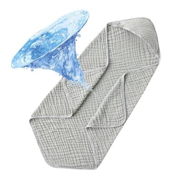 Imagem de Toalha com capuz para bebê, toalha de algodão de 99 x 89 cm | Roupão de banho de secagem rápida para banho, chuveiro, praia, viagem, creche, casa, berçário, spa,