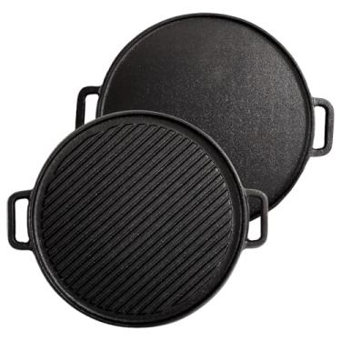 Imagem de Frigideiras antiaderentes | Frigideira antiaderente para cozinha | Panelas de ferro fundido de dupla face, utensílios de cozinha saudáveis para acampamento interno e externo