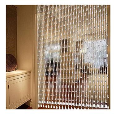 Imagem de ZJYWMM Cortinas de corda de porta de cortina de contas contas de borla de cristal, parede de fundo, passagem de porta, decoração de pátio, cor transparente (cor: 25 partes, tamanho: 80 x 150 cm)