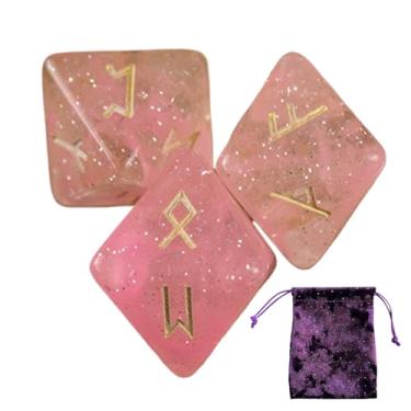 Imagem de Dados runas – Dados de resina de 8 lados para jogo de adivinhação, conjunto de dados poliédricos de resina rúnica com saco de cordão, tabuleiro de mesa de adivinhação, jogos de festa