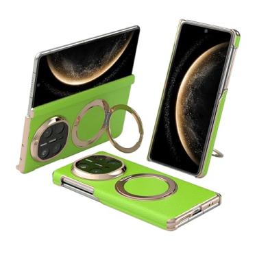 Imagem de FWYANZH Capa magnética para Huawei Mate X7, suporte de anel oculto, capa traseira de couro, proteção de dobradiça, à prova de choque, borda galvanizada, verde, Mate X7