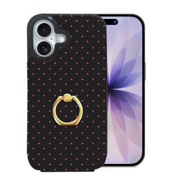 Imagem de Lyforaz Carteira compatível com iPhone 17 de 6,3 polegadas com suporte para cartão, anel de dedo de rotação de 360°, bloqueio RFID, botões duplos protetores à prova de choque, padrão de couro PU para