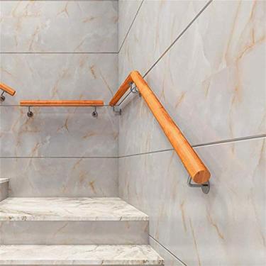 Imagem de SENNIAN Corrimão de pinho - Kit completo Trilhos de escada de madeira redondos, alças antiderrapantes Villa Loft, haste de suporte de sótão de corredor interno adequada para bares, lofts, escadas (1