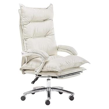 Imagem de Cadeira de escritório cadeira de computador cadeira chefe cadeira reclinável de escritório cadeira de trabalho de couro PU cadeira giratória de 360 graus com apoio para os pés, cadeira de jogos