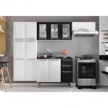 Imagem de Cozinha Completa Branca E Preta Em Aço 4 Peças Luce Com 3 Vidros