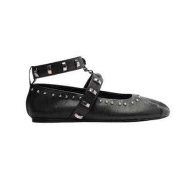 Imagem de Sapatilha Boneca Couro Metais Tira Ankle Lançamento Arezzo-Feminino