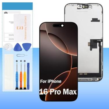 Imagem de Yondista Substituição de tela para iPhone 16 Pro Max 17.5 cm A3296, A3084, A3295, A3297 digitalizador LCD sensível ao toque com tom verdadeiro, suporte para ID facial, toque 3D + ferramentas de reparo
