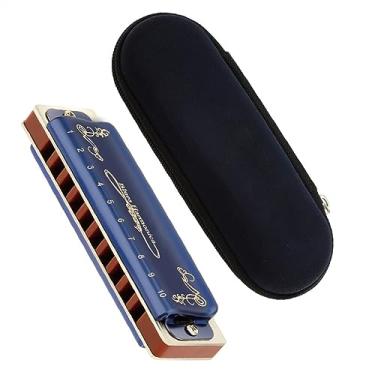 Imagem de Gaita diatônica de 10 furos 20 tons com estojo de zíper para jogador iniciante (cor: C)