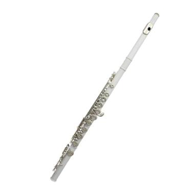 Imagem de Flauta Flauta Branca 16 Orifícios C com Chave E Sopro Madeira Furo Fechado Corpo de Cobre Branco