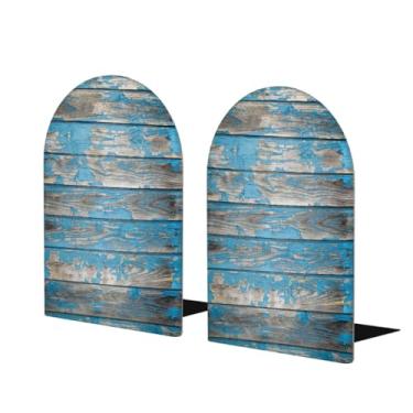 Imagem de Suporte de livros de madeira vintage à beira-mar grande suporte de livros decorativo antiderrapante resistente terminais de livro para mesa de escritório em casa biblioteca de estudo escolar