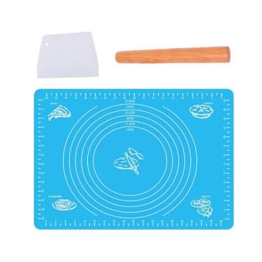 Imagem de Pokinge Conjunto de rolo de massa e pastelaria de silicone com raspador de massa, tapete de silicone antiderrapante, rolo de madeira com cortador de massa, ferramenta de cozinha