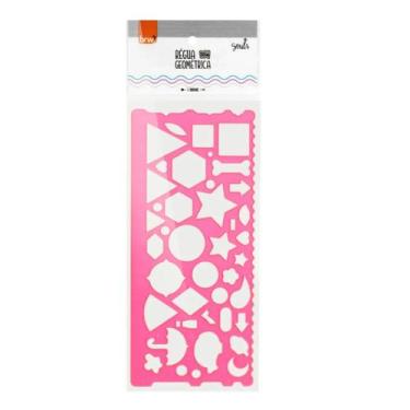 Imagem de Regua geometrica 20 cm Plastica Desenhos BRW, Rosa