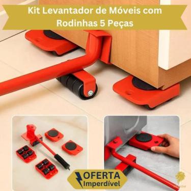 Imagem de Aparelho Movedor Móveis Pesados Ferramenta Rodinhas Levantar Kit 5 Peç