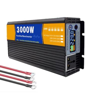 Imagem de AISINILALAO Inversor de energia de onda senoidal pura 1500W / 3000W (pico) para veículos, conversor DC 12V 24V 48V 60V 72V para 230V AC com tomadas AC para RV, camping, caminhão,24V to 110V