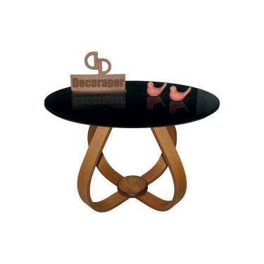 Imagem de Mesa De Centro Cebola Com Vidro 60cm Preta 40cm