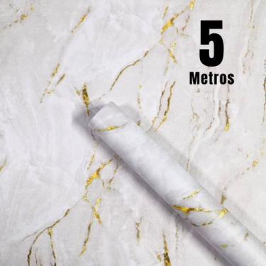 Imagem de Papel de Parede Premium Rolo 5m Autoadesivo Mármore Texturizado - FWB,
