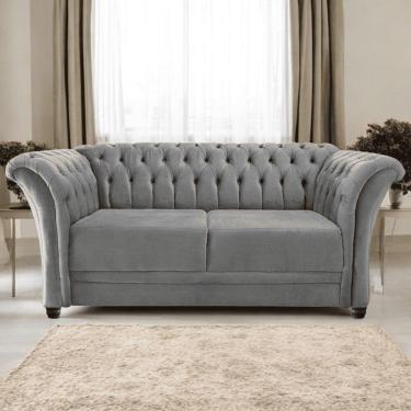 Imagem de Sofá Recamier Divã Chesterfield 175cm Sofia Suede Cinza Capitonê- Mabe Magazine