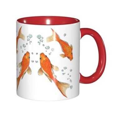 Imagem de Zeraoke Canecas de café criativas com estampa fofa de peixe dourado, personalizado, presente para família, tamanho de 325 ml, unissex