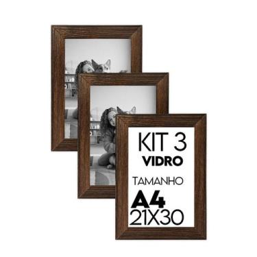 Imagem de Porta retrato com Vidro 21x30 Kit com 3 Molduras para Foto para uso na
