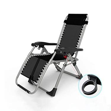 Imagem de LMJYU Cadeira G Espreguiçadeira com ângulos ajustáveis de encosto reclinável dobrável confortável cadeira externa com gravidade zero preta, fivela de trava de metal