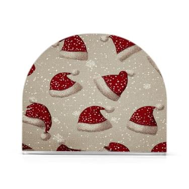 Imagem de Wassud Chapéus de Natal Suporte de guardanapo de acrílico, dispensador de guardanapos de papel moderno em forma de U para mesa, cozinha, sala de jantar, bancada 1 peça (comporta 50-60 guardanapos)