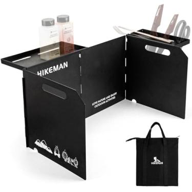 Imagem de HIKEAMN Pára-brisas para fogão de acampamento – Para-brisa de fogão a gás dobrável ao ar livre, bloqueador de vento de acampamento, pára-brisas de fogão com uma bolsa de armazenamento para