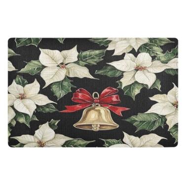 Imagem de STAYTOP Tapete de porta de sino de Natal para entrada externa 81 x 50 cm, tapete de boas-vindas ao ar livre/interno, tapetes de banho fofos, capacho frontal antiderrapante para entrada, pátio, áreas