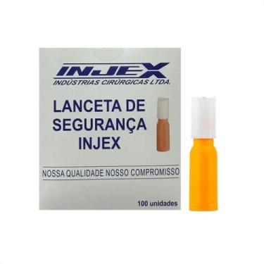 Imagem de Kit com 100 Lancetas descartáveis 28G com disp. de segurança - Injex