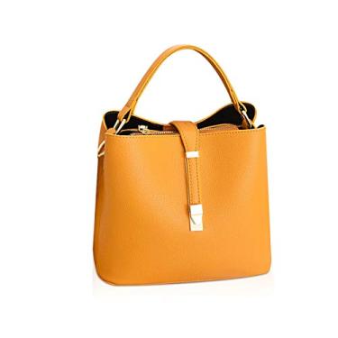 Imagem de NICOLE & DORIS Malas de mulher mala senhora tote couro mala casual malas PU grande ombro mala tiracolo multifuncional Shopper mala tote preto, Amarelo, L, Elegante