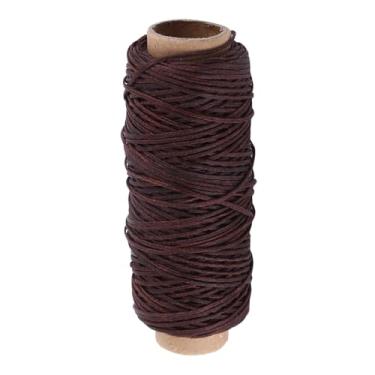 Imagem de GLOGLOW Fio Encerado para Artesanato Em Couro, Cabo Trançado Plano de 1 Mm para Artesanato Em Couro, Cabo Trançado Plano de 1 Mm para Costura à Mão, Fio de Poliéster de 50 M para Selaria de Conserto de Calçados e Projetos de Bricolage (Café Escuro)
