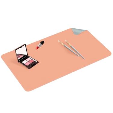 Imagem de Tapete de maquiagem para penteadeira para proteger o topo da mesa, tapete de maquiagem de dupla face, almofada de mesa fácil de limpar - acessórios à prova d'água e à prova de óleo, 80 x 40 cm