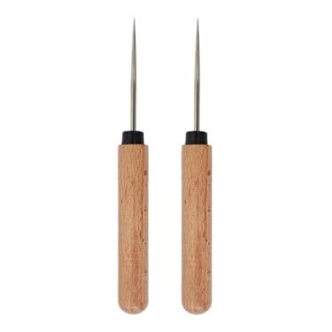 Imagem de Nishiyuenyi 2x Punção para Costura em Couro, Ferramenta Compacta com Cabo de Madeira para Fazer Furos em Projetos de Artesanato em Couro (Faça Você Mesmo)