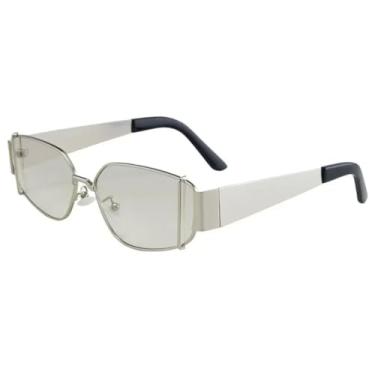 Imagem de HPIRME Óculos de grau femininos Polygon Vintage Masculino (Prata)