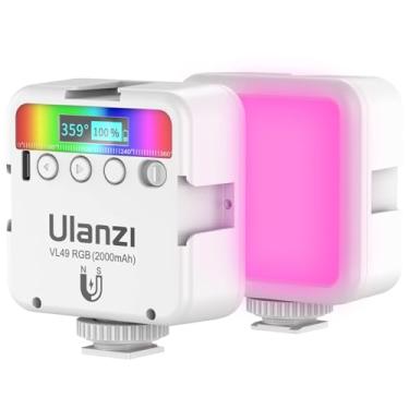 Imagem de ULANZI VL49 Luz de Vídeo LED RGB, 2000mAh Recarregável, CRI 95+, 2500K-9000K, Iluminação Portátil 360° para Fotografia, com 3 Sapatas Frias, Suporte Magnético