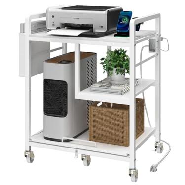 Imagem de Sedegn Suporte de impressora industrial de 3 níveis – Mesa grande para impressora alta com rodas Carrinho de rodinhas para impressora resistente para escritório em casa
