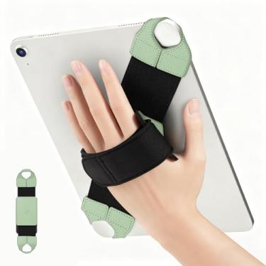 Imagem de FINTIE Suporte universal para tablet para tablets de 9 a 11 polegadas eReaders, couro PU giratório de 360 graus, alça ajustável para iPad, Galaxy Tab e tablets de 9 a 11 polegadas (verde sálvia)