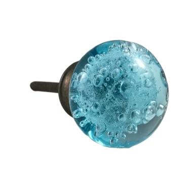 Imagem de Shabby Restore Gaveta decorativa Aqua Blue Bubbles Glass (Bronze), armário de cozinha ou maçanetas de porta, puxadores - Pacote com 12