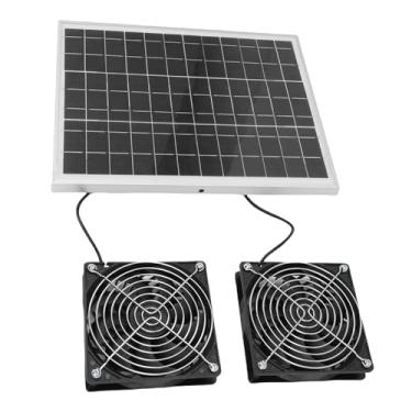 Imagem de Diydeg Kit de Ventilador Duplo Alimentado por Energia Solar, fã de Ventilação Solar de Silício de 75W para Casa de Estimação para o Teto