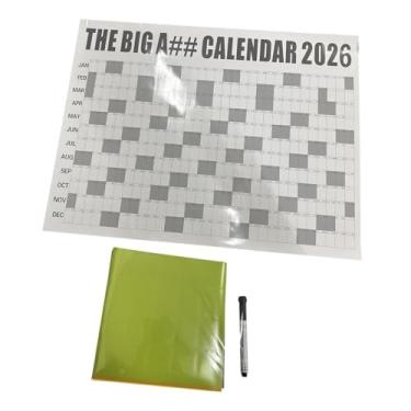 Imagem de oshhni Calendário de parede 2026 com caneta e adesivo, planejador anual de 12 meses (365 dias) de janeiro a dezembro de 2026 para academia, grupos de estudo, Cinza